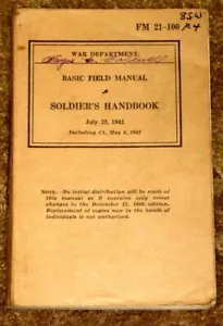 ORIGINAL W.W. II JULY 23, 1941 BASIC FIELD BOOK SOLDIERS HANDBOOK NICE CONDITION - Picture 1 of 1