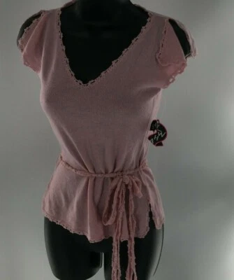 Camisa Top Mujer Rosa Malva Sólida con Cinturón Talla Pequeña: ¡Nueva!! Foto 1 de 4