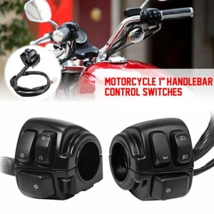 1" 25mm Horn Blinker Lenker Schalter Kabelbaum Schwarz Für Harley Sportster Dyna - Picture 1 of 6
