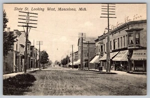 State St Street Mancelona Michigan Drug Store Vintage Postcard - C4 - Picture 1 of 2