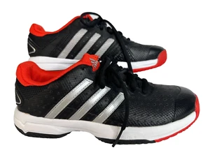 Adidas Game Tennis Boy Shoes NWT White Black Red Blue Court Size 4 - Picture 1 of 7