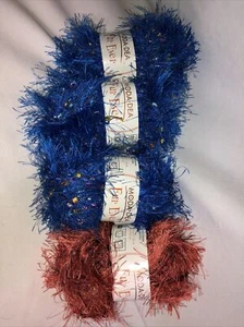 4 Skeins MODA DEA Fur Ever Fur/Eyelash 3 BLUE HEAVEN 1 Cinnamon Twist 1.76oz/49y - Picture 1 of 3