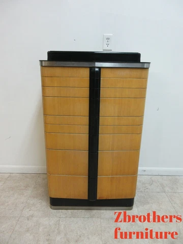 1940s Art deco Dental Cabinet Industrial Medical Chest Dresser Maple  9 Drawer A Cover