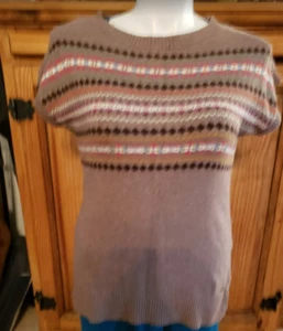 Tommy Hilfiger braun hellbraun Argyle Strickpullover Tunika Weste M - Bild 1 von 5