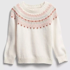 Gap Fair Isle Crewneck Sweater Neutral Tones - Picture 1 of 6