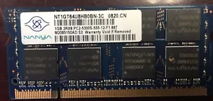 Nanya 1GB DDR2 667mhz PC2-5300S NON-ECC Unbuff 2RX8 200-Pin Laptop Memory Ram - Picture 1 of 2