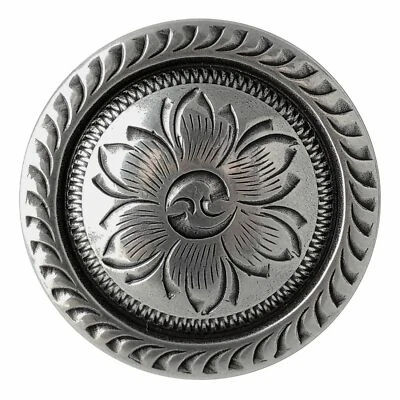 WESTERN LEATHER CRAFT TACK ANTIQUE ENGRAVED ROPE EDGE FLORAL CONCHO screw back - Image 1 of 2