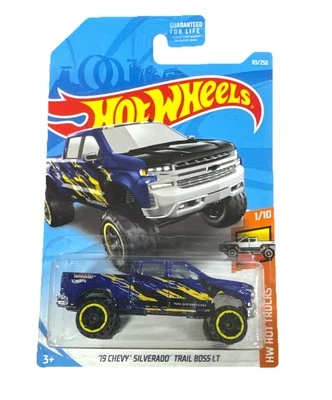 Hot Wheels '19 Chevy Silverado Trail Boss LT 83/250 - Blue - 2017 Hot Trucks - Image 1 of 4