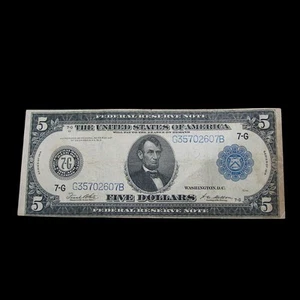 1914 $5 Five Dollars Federal Reserve Note Large Size ---- US Currency ---- #227 - Picture 1 of 2