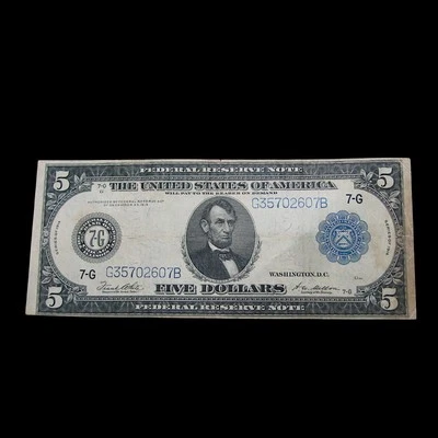 1914 $5 Five Dollars Federal Reserve Note Large Size ---- US Currency ---- #227 - Image 1 of 2