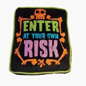Enter At Your Own Risk Halloween Pillow - Picture 1 of 4