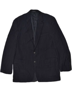 CHAPS Mens Slim 2 Button Blazer Jacket UK 42 XL Navy Blue Striped Wool AN73 - Picture 1 of 4