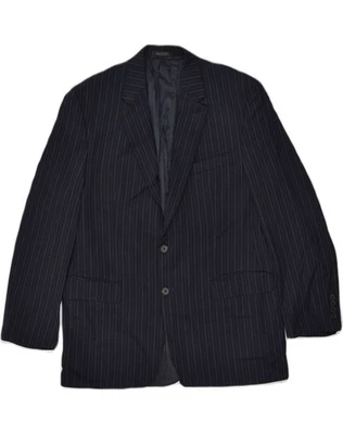 CHAPS Mens Slim 2 Button Blazer Jacket UK 42 XL Navy Blue Striped Wool AN73 - Image 1 of 4