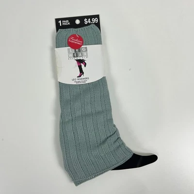 Nuevos calentadores Leg Wear Essentials gris azul tejido acanalado talla única para la mayoría de los acrílicos Foto 1 de 4