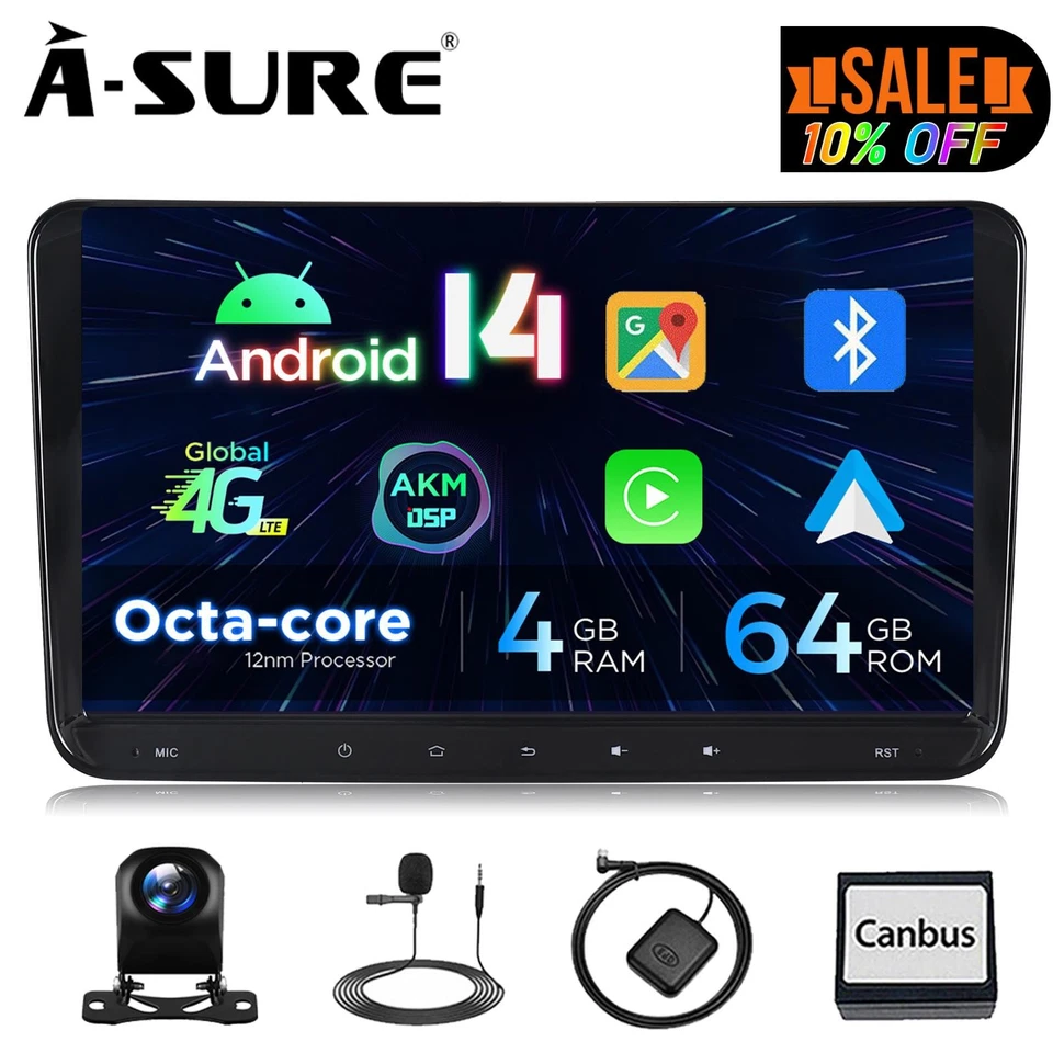 8-Core 4+64GB Android Autoradio CarPlay Navi KAM für VW Golf 5 6 Touran Polo EOS - Bild 1 von 4