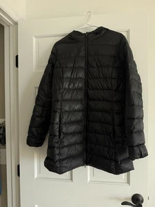 Eddie Bauer Packable Hooded Jacket Women’s Large Down Puffer Lightweight Black - Picture 1 of 11