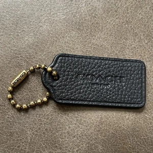 COACH Black Leather Replacement Purse Hang Tag Charm Black - Picture 1 of 2