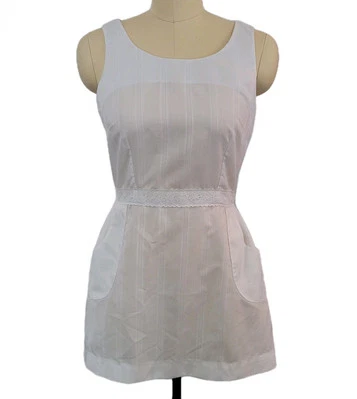 Vtg 60s 70s White Tennis Mini Dress S Eyelet Tie Waist Pockets Flawless Preppy  Foto 1 de 4
