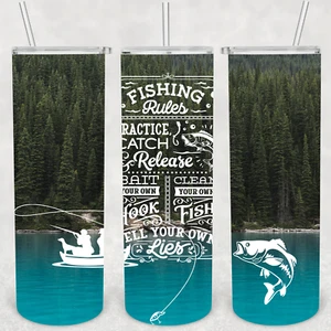 FISHING TUMBLER 14- Includes One 20oz Metal Insulated Tumbler, Lid & Straw - Picture 1 of 3