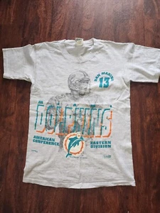 VINTAGE MIAMI DOLPHINS DAN MARINO #13 TEAM NFL GRAY T-SHIRT BY NUTMEG SIZE... - Picture 1 of 19