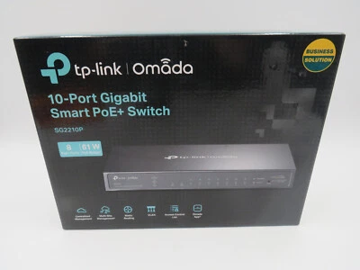 TP-Link JetStream 10 Port Gigabit POE+ Smart Switch TL-SG2210P Ver 5.26 NEW - Image 1 of 4