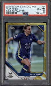 2021 Topps Chrome UCL Womens Gold Refractor Fran Kirby /50 PSA 10