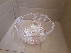 Vintage 1960s Japanese Soga Clear Patterned Glass Fruit Bowl Table Centre Piece - Picture 1 of 7