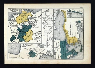 Mapa Labberton 1873 Hohenstaufen Gibellines & Guelphs 1170 - Imperio Lacio 1204 Foto 1 de 3