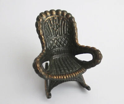 1976 Durham Industries Holly Hobbie Metal Dollhouse Wicker Style Rocking Chair - Image 1 of 4