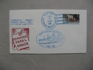 USA,patriotic cover 1991, Remember Pearl Harbor, USS Mount Whitney, battleship - Picture 1 of 1