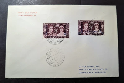 1937 British Tangier King George VI Coronation First Day Cover FDC Casablanca - Image 1 of 2