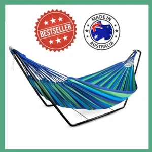 Deluxe Double Hammock and Premium Steel Stand Combo Set - Picture 1 of 2