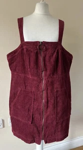 Ladies Corduroy Pinafore Dress Short length 18-20 Berry - Picture 1 of 5