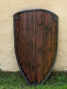 Medieval 30" Brown Wooden Footman -Medieval Viking Wooden Battle Ready Shield - Picture 1 of 4