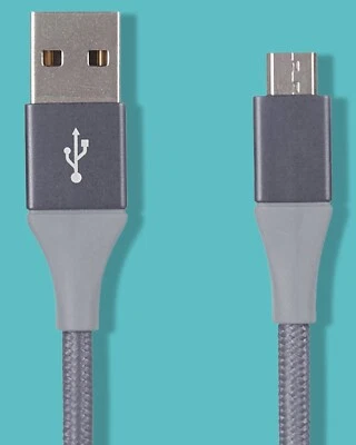 Micro USB to USB-A 2.0 Fast Charging Cable 6ft Nylon Braided Dark Gray - Image 1 of 4