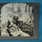WW1 Stereoview Photo British Officers Examine Wreck Baupaume Cathedral Keystone