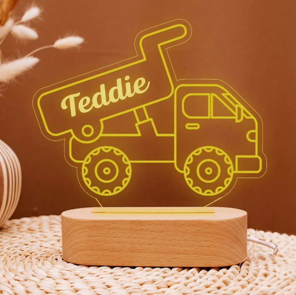 Personalized Truck Night Light Childs Custom Light Present for Boy - Image 1 of 4