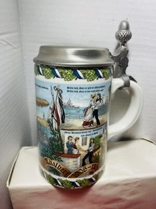 Vintage German Zinn Schrobenhausen Lidded Beer Stein Der Marcft eu Munchen - Picture 1 of 6