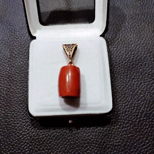 100%Natural Coral Pendant Red Coral Pendant Handmade Vintage Italy Coral Jewelry