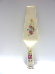Vintage Pie Cake Server PORCELAIN DESSERT SPATULA WHITE FLOWERS - Picture 1 of 4