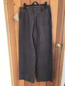 timberand washed brown vintage look linen trousers uk 8 bnwt wide straight - Picture 1 of 2
