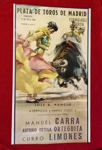 1966 Spain Matador Bullfighting Poster Plaza De Toros Madrid vtg Spanish 60s - Picture 1 of 2