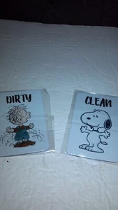 2X Peanuts Dishwasher/ Kitchen Magnets, Snoopy/Pigpen, Clean or Dirty - Picture 1 of 3