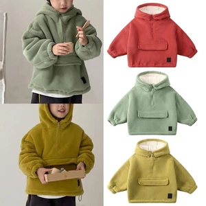 Little Kids Baby Warm Girls Boys Winter Warm Fleece Jackets Hoodie Sweatshirt - Picture 1 of 17