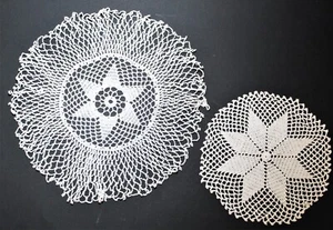 Crochet Star Doilies de colección blanco 11"" y 7,5"" redondo 2 - Imagen 1 de 3