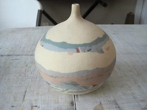 Southernwestern Style narrow neck bottle signed BC aprox 8" dia 8" tall - Picture 1 of 4