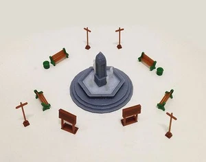 Outland Models Railroad Park / Garden Accessories with Fountain HO OO Scale 1:87 - Picture 1 of 2