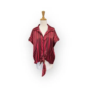 Anthropologie Hutch rotes Satin-Top mit Bindegürtel Größe L Large gestreift - Bild 1 von 7