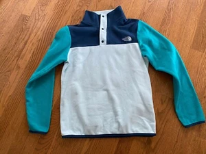 The North Face Girls Xl 16/18 Glacier 1/4 Snap Pullover Fleece Blue And Teal - Picture 1 of 5