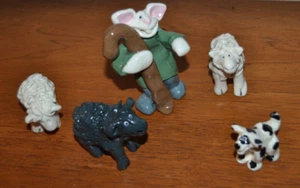LOTE De Colección Años 90 Robin Russell Belén FIGURAS OVEJA PASTOR y Perro Arcilla - Imagen 1 de 8